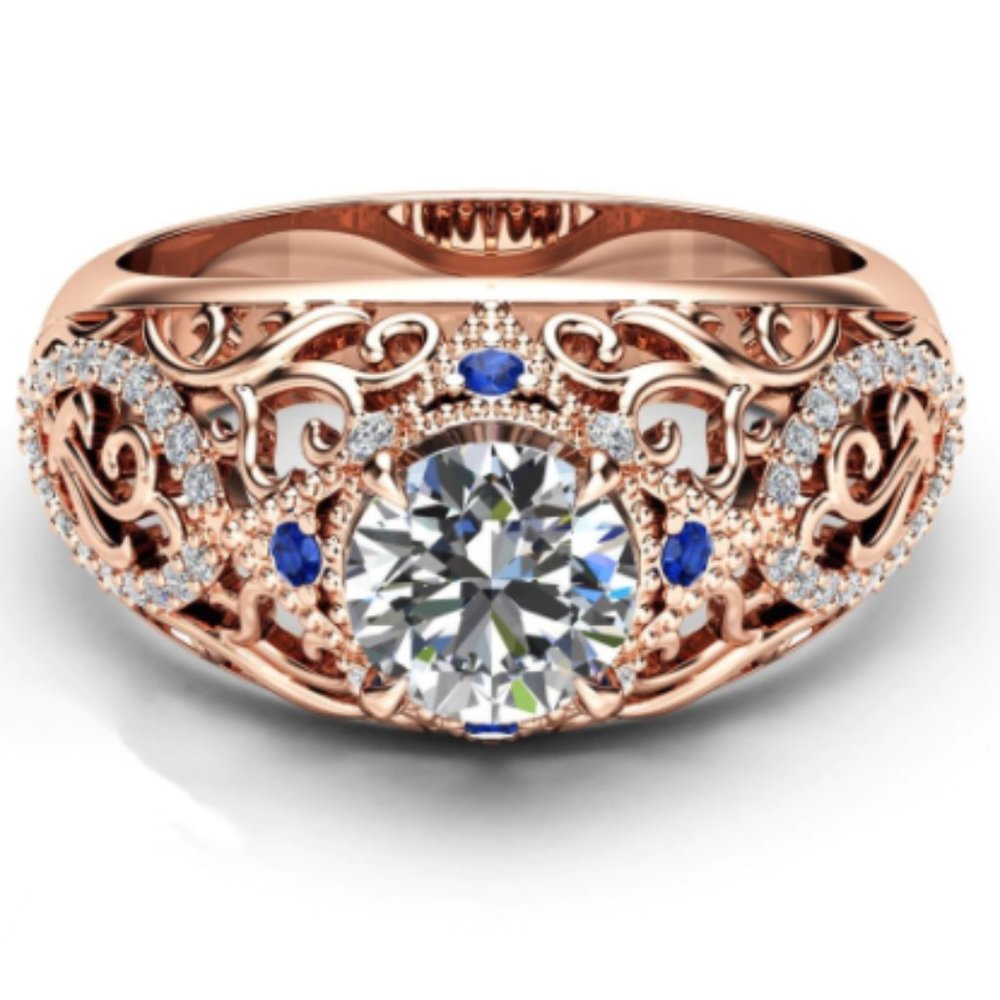 Women's Rose Gold White Sapphire Ring